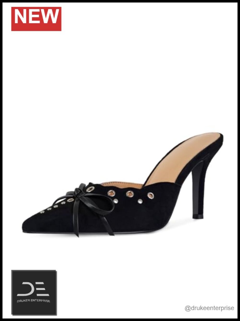 Suede Pointed Toe Bow Stiletto Mules - Women's Heels Party Wedding Pumps